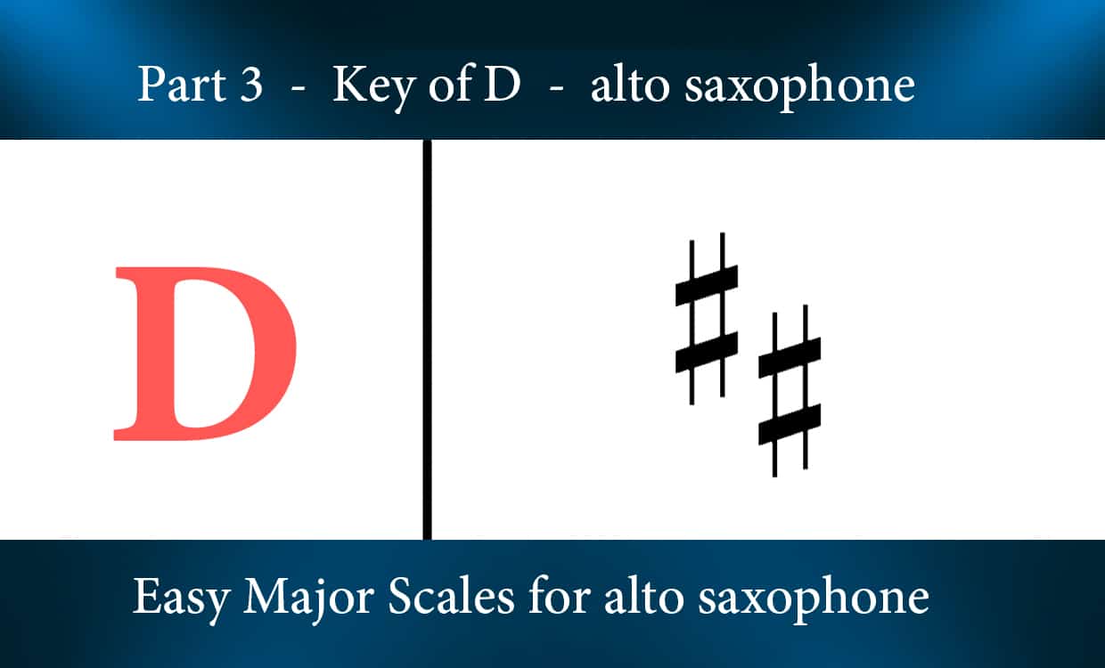 Easy Major Scales for alto saxophone – Part 3 – Key of D