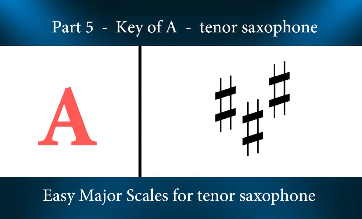 Easy Major Scales for tenor saxophone – Part 5 – Key of A