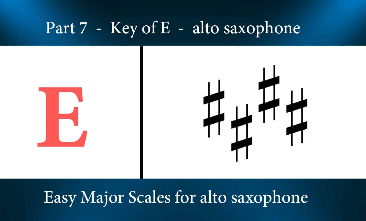 Easy Major Scales for alto saxophone – Part 7 – Key of E